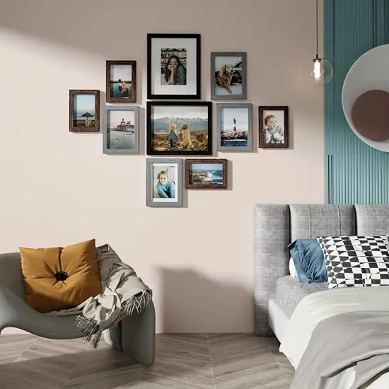 10 Pack Picture Frames Collage Wall Decor, Gallery Frame Set for Wall Mounting or Tabletop Display, Multi Sizes Including 2pcs 8x10, 4pcs 5x7, 4pcs 4x6, Black, Brown and Grey {3}