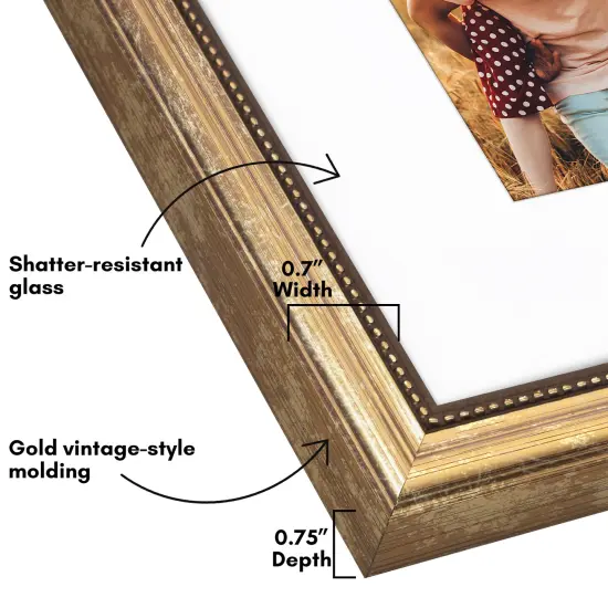 Americanflat Vintage Picture Frame with Mat and Beaded Accents with Shatter Resistant Glass {9}