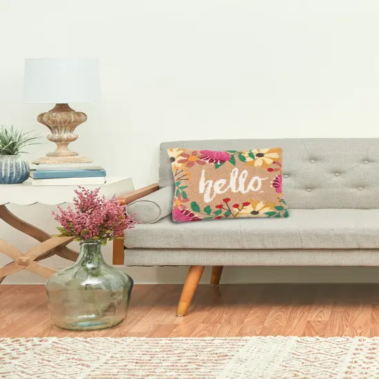 Hello Hooked Throw Pillow, 18" x 18" {5}