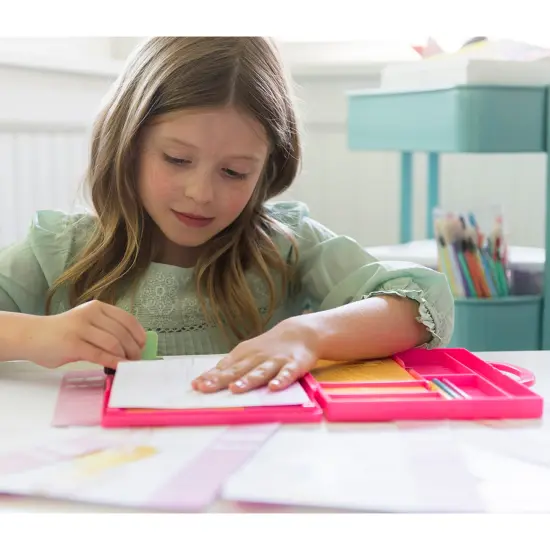 4M: KidzMaker: My Design Portfolio Fashion Studio - Design & Draw Outfits, Mix & Max Pattern Rubbing Plates, Travel Case, Arts & Craft Set, Kids 5+ {6}