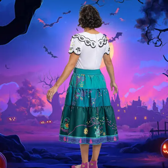 Teen Deluxe Disney Encanto Mirabel Madrigal Costume Printed Dress Bow {4}