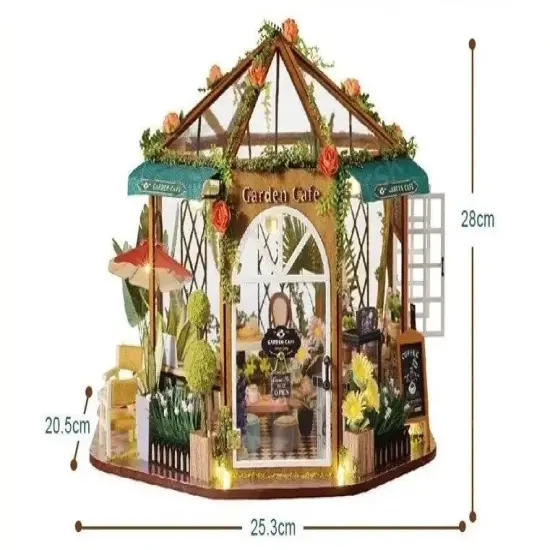 Miniature Wizardi Roombox Kit - Wooden Coffee Shop Dollhouse Kit {2}