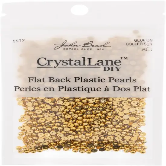 Crystal Lane DIY SS12(3mm) Plastic Pearl Flatback Rhinestones, 1850pcs Metallic Gold {3}