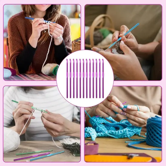 12Pcs 4.5mm Crochet Hooks, US Size 7 Aluminum Crochet Hooks Craft Yarn, Crochet Hooks Bulk Crochet Needles for Crocheting Yarn, Metal Crochet Hook {5}
