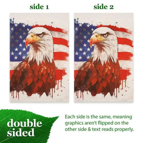 G128 Patriotic Bald Eagle Garden Flag 12x18 In Double Sided Independence Day Yard Garden Lawn Decoration {3}