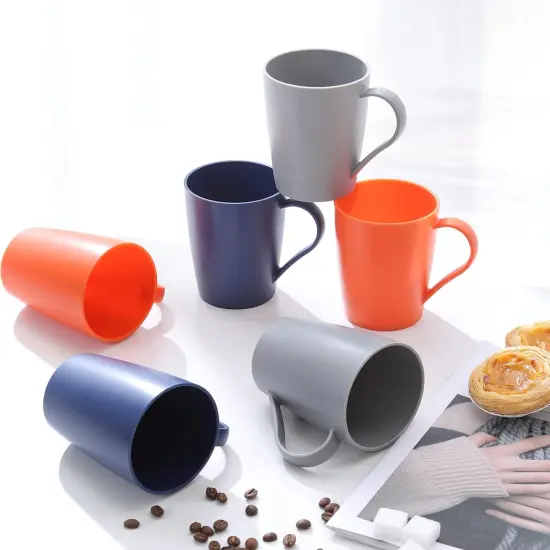 Coffee Mugs Set of 6, Plastic Coffee Cups Set, 12 Ounce Unbreakable Coffee Mug Plastic {4}