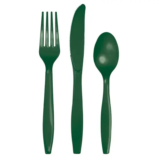 288 pc Bulk Hunter Green Assorted Plastic Cutlery {1}
