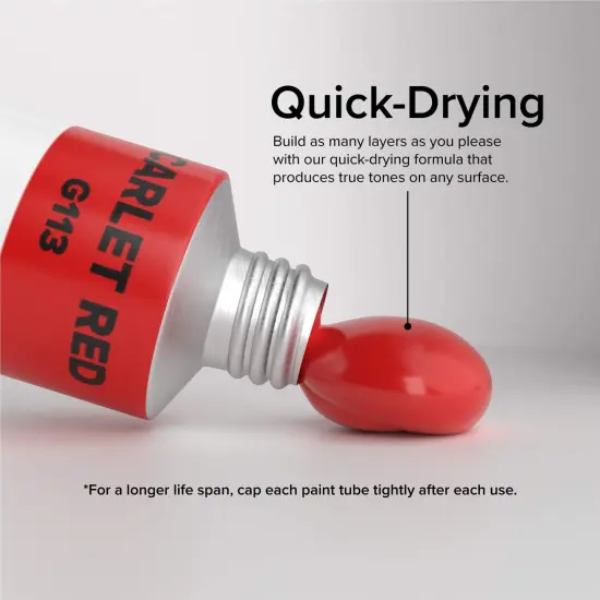 Gouache Paint 50 Colors 12 ml/ 0.406 oz. - Quality Non Toxic Pigment Paints for Canvas, Fabric, Crafts, and More {5}