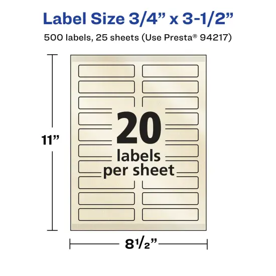 Avery Pearlized Ivory Rectangle Labels with Sure Feed Technology, Print-to-the-Edge, .75" x 3.5" {5}