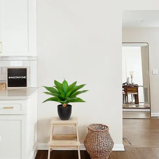 13'' Artificial Agave Plants Realistic Potted Faux Agave Plants 16-Leaf Small Crown Succulent Fake Plants in Black Pot Houseplant for Home Decor Farmhouse Indoor Outdoor Patio {3}