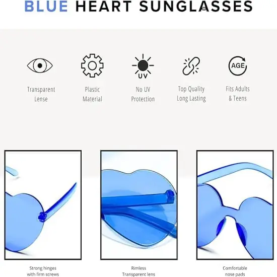 4E&rsquo;s Novelty Light Blue Cowboy Hat with Heart Shaped Glasses for Rodeo Parties, Festivals & Dress Up Costumes {5}