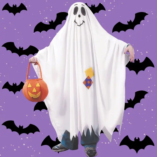 Kids Smiling Ghost Costume with Face Cutout Polyester {2}