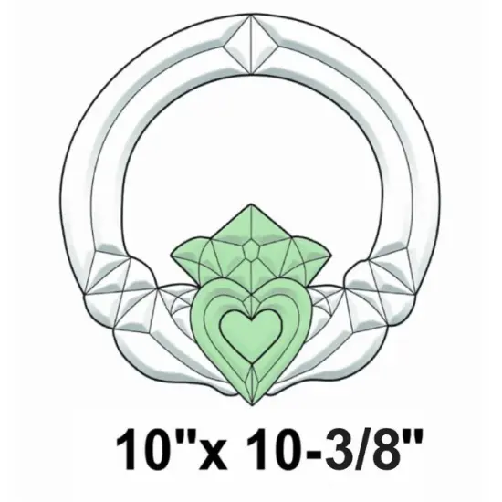 10" x 10-3/8" Colored Exquisite Glass Irish Claddagh Bevel Cluster COEC820 {2}