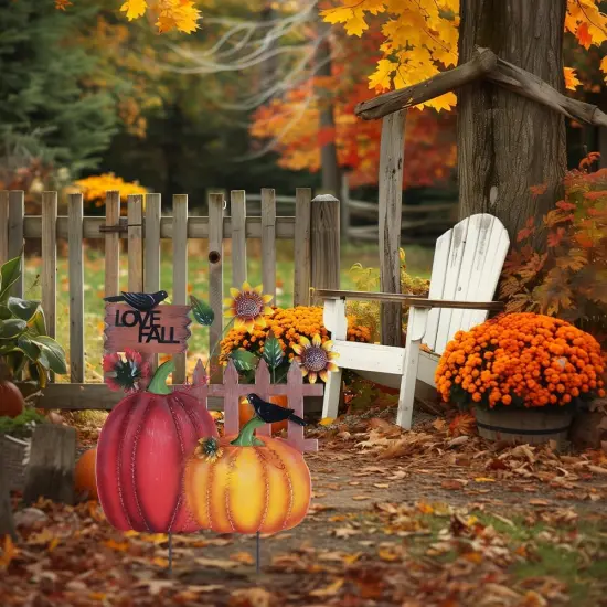 Fall Garden Stakes with Pumpkins {5}