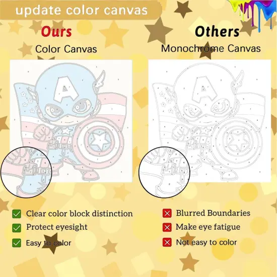 4 Pack Paint by Numbers Kit for Kids with Frame- Cartoon Painting Kits for Kids Ages 4-8, Cartoon Paint by Numbers with Frame 8x8 Inch {4}