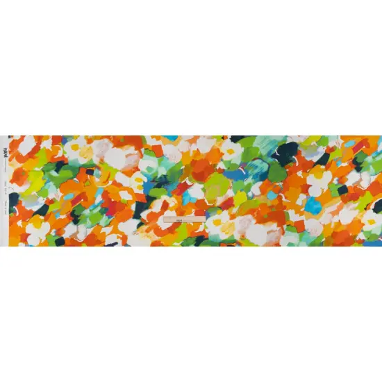 1 Yard Silk Painterly Abstract Charmeuse Made Orange, Lime & Blue 53 Inches Width {3}