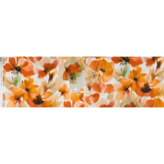 1 Yard Orange, Golden & Yellow Soft Watercolor Florals Silk Charmeuse Print, 53 Inches Width {4}