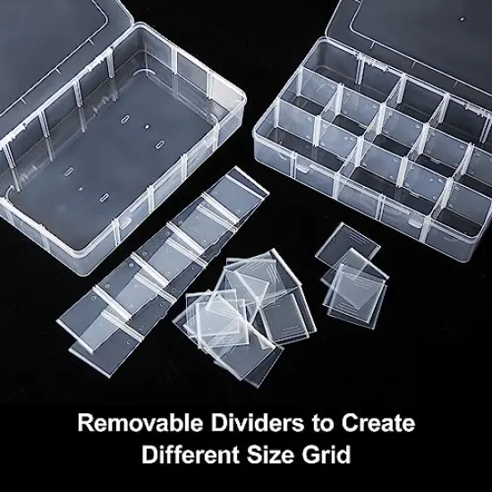 2 Pieces 15 Large Grids Clear Plastic Jewelry Box Organizer Storage Container with Removable Dividers {1}