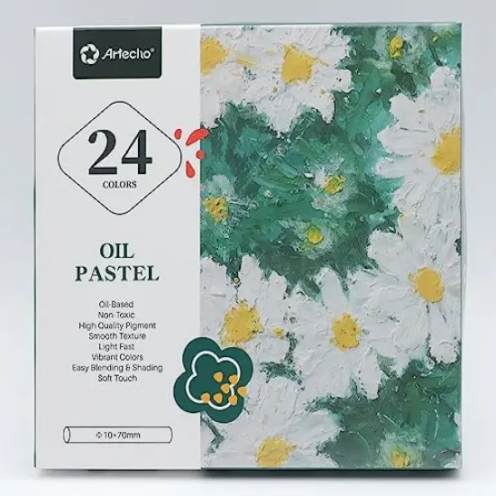 24 Colors (10x70mm), Soft Oil Pastels for Art Painting, Drawing, Blending, Oil Crayons Pastels Art Supplies for Artists, Beginners, Students, Teachers {5}