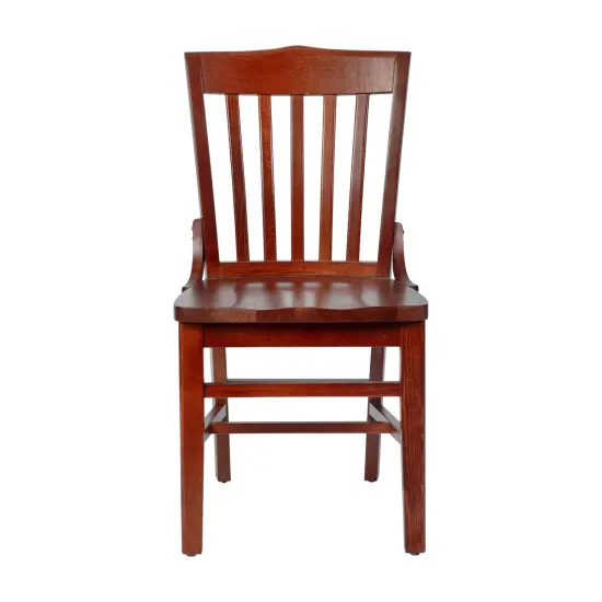 Emma and Oliver School House Back Wooden Restaurant Dining Chair Mahogany {5}