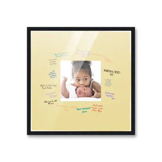 Autograph Black Wood Frame with Squre Yellow Mat - Perfect for Event Signatures, Full-Color Pen Set Included - 3 Sizes Available {2}