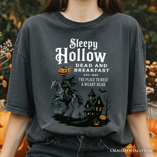 Headless Horseman Sleepy Hollow Halloween T-Shirt, Dead and Breakfast Retro Tee {2}