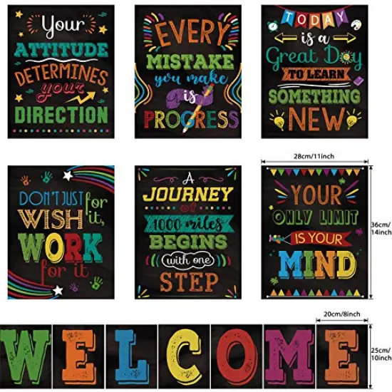 13 Pieces Motivational Posters for Classroom - Laminated Inspirational Posters and Bulletin Board Set with Quotes, Welcome Sign for Teachers, Students, School Counselors, Home, and Office {1}
