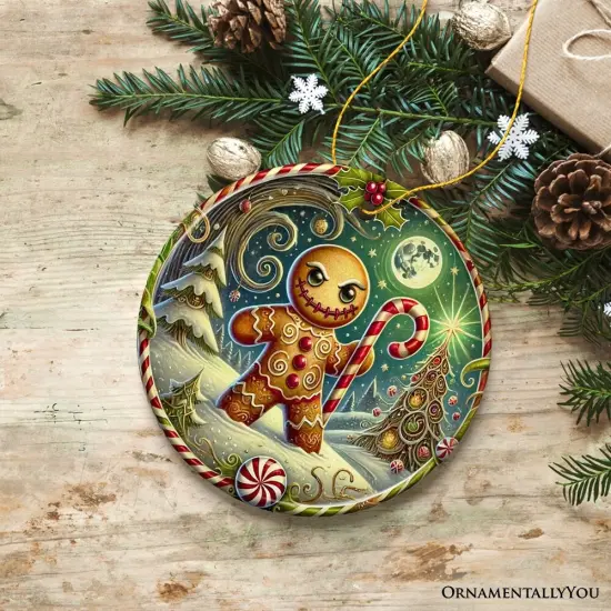 Menacing Gingerbread Man Ornament, Eerie Winter Enforcer for Christmas Decor {2}