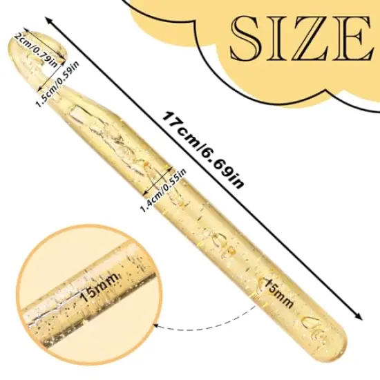 15mm Large Crochet Hook, Ergonomic Knitting Crochet Hooks, Huge Crochet Hook, Beginner Crochet Needle, Handle Crochet Supplies for Knitting Yarn Carpet Scarf Wool Roving {1}