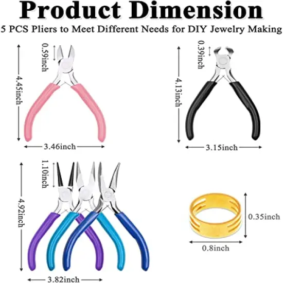 5 Packs Jewelry Pliers Set, Jewelry Making Tools with Needle Nose Pliers/Round Nose Pliers/Chain Nose Pliers/Bent Nose Pliers/Zipper Pliers, Jewelry Making Supplies Repair/Cut Kits for Crafting {1}