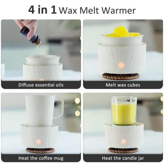 Wax Melt Warmer for Scented Wax Melts 3-in-1 Electric Ceramic Candle Wax Warmer Burner Fragrance Wax Melter for Home Office Bedroom Gift & Decor (Leaf) {5}