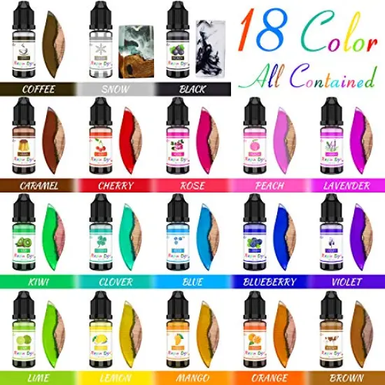Epoxy Resin Pigment - 18 Colors Epoxy UV Resin Dye Liquid Transparent for UV Resin Coloring, DIY Resin Jewelry Making - Concentrated UV Resin Colorant for Art, Paint, Crafts - 0.35 oz/10ml Each {1}