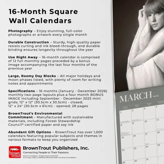 Taylor Swift OFFICIAL | 2026 12 x 24 Inch (Hanging) Monthly Square Wall Calendar | English/French Bilingual {6}