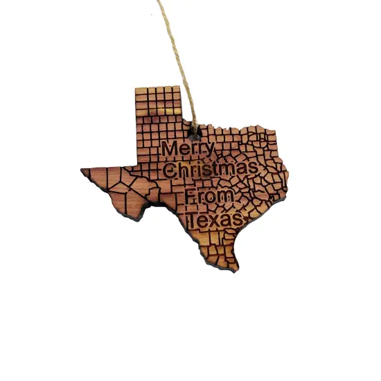 Merry Christmas From Texas - Cedar Ornament {3}