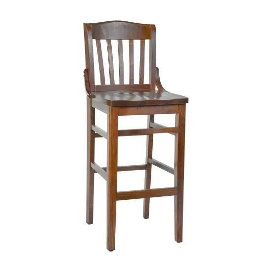 Emma and Oliver School House Back Wooden Restaurant Dining Barstool Mahogany {8}