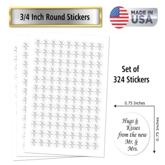 324Mr. & Mrs. Kiss Wedding Stickers, Chocolate Drops Labels Stickers for Weddings, Bridal Shower Engagement Party Decorations, Kisses Favors Decor. Made in USA {1}