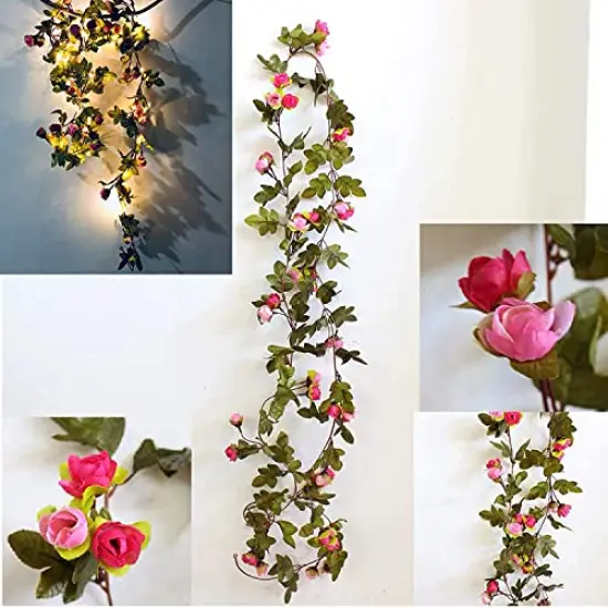 20 LED Rose Flower String Lights 7.2ft Artificial Flower Garland with Fairy Lights Rose Vine Lights for Valentines Day Garden Party Wedding Table Decor Thanksgiving Christmas Decor Lights {1}