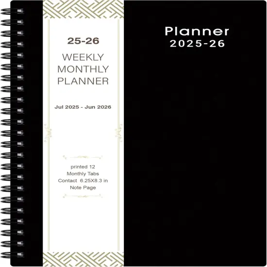 2025-2026 Planner - Weekly & Monthly Academic Planner 2025-2026, From July 2025 - June 2026, 6.25 in &times; 8.3 in, Flexible Cover, Twin-Wire Binding - Classic Black, Improving Your Time Management Skill {1}