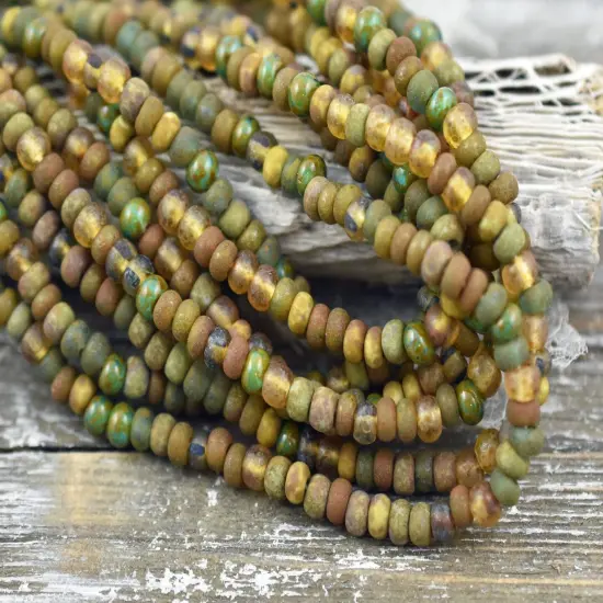 5/0 Aged Rustic Thin Ice Picasso Mix Seed Beads (20" Strand) {4}