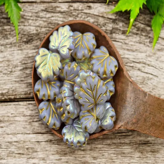 *20* 13x11mm Gold Washed Matte Thistle AB Maple Leaf Beads {3}