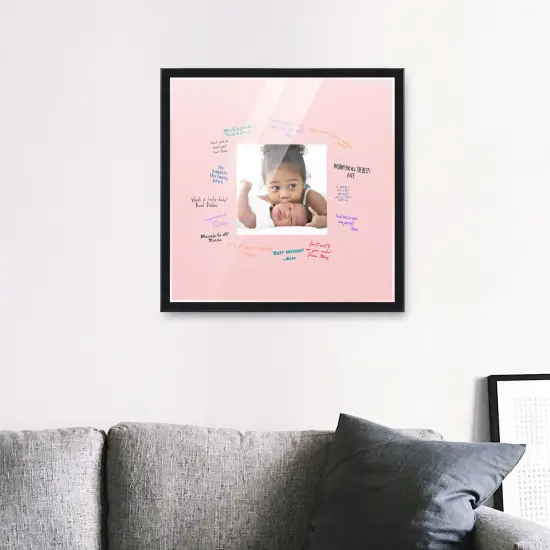 Autograph Black Wood Frame with Squre Pink Mat - Perfect for Event Signatures, Full-Color Pen Set Included - 3 Sizes Available {5}