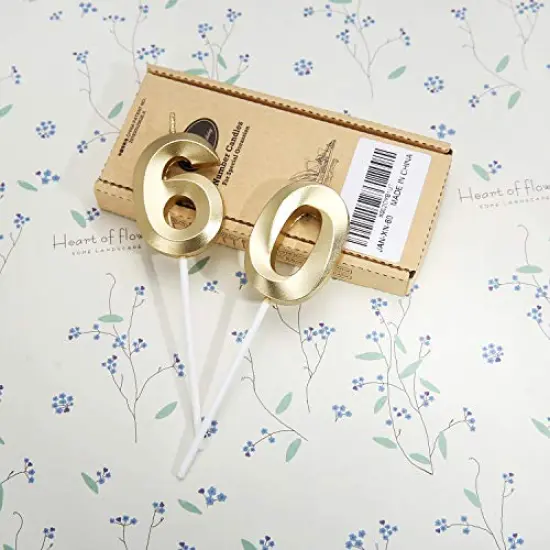 60th Birthday Candles,Gold Number 60 Cake Topper for Birthday Decorations Party Decoration {2}