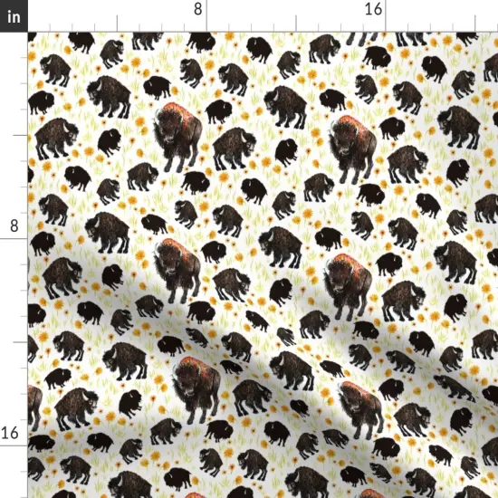 Various Fabrics by the Yard or Fat Quarter Bison Buffalo Daisy Southwestern Animal Nursery Custom Printed Fabric by Spoonflower {2}