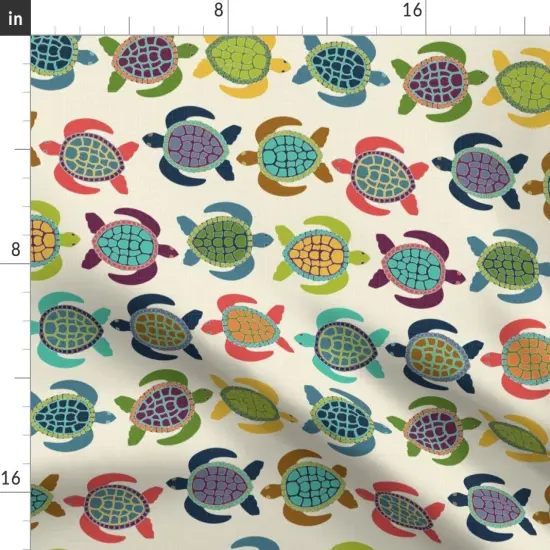 Various Fabrics by the Yard or Fat Quarter Sea Turtle Cw4 Colorful Beach Ocean Scales Nautical Swim Custom Printed Fabric by Spoonflower {2}