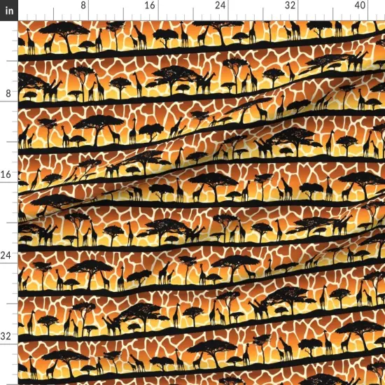 Various Fabrics by the Yard or Fat Quarter Giraffe Sunset Safari Animals Print Custom Printed Fabric by Spoonflower {1}