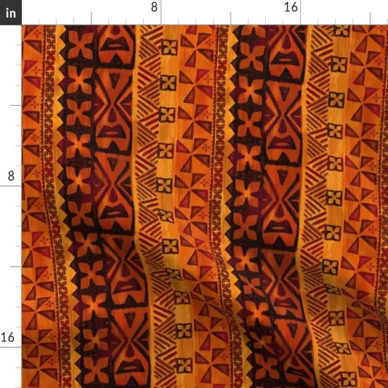 Various Fabrics by the Yard or Fat Quarter Tiki Hawaiian Tropical Orange Red Rust Vintage Polynesian Flower Custom Printed Fabric by Spoonflower {2}