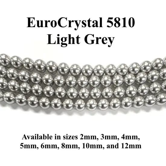 Light Grey EuroCrystal 5810 Round Pearls - 2mm, 3mm, 4mm, 5mm, 6mm, 8mm, 10mm, and 12mm - Strands - Made in Austria {1}