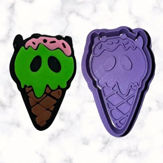 Spooky Ice Cream Cone Cookie Cutter with Stamp Option {1}
