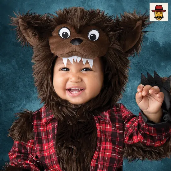 Baby's Wee Werewolf Costume with Tail Booties and Hood Halloween {5}