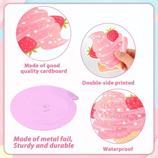 58Pcs Ice Cream Party Hanging Swirls Ice Cream Birthday Party Decoration Summer Creams Theme Ceiling Streamers Colorful Swirl Dessert Cone Streamers {2}
